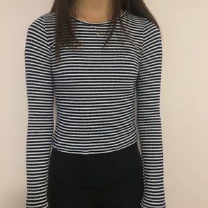 Striped cropped long sleeve top
